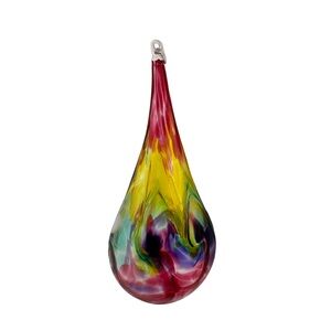 Hand Blown Art Glass Teardrop Multicolor Swirl Statement Decor